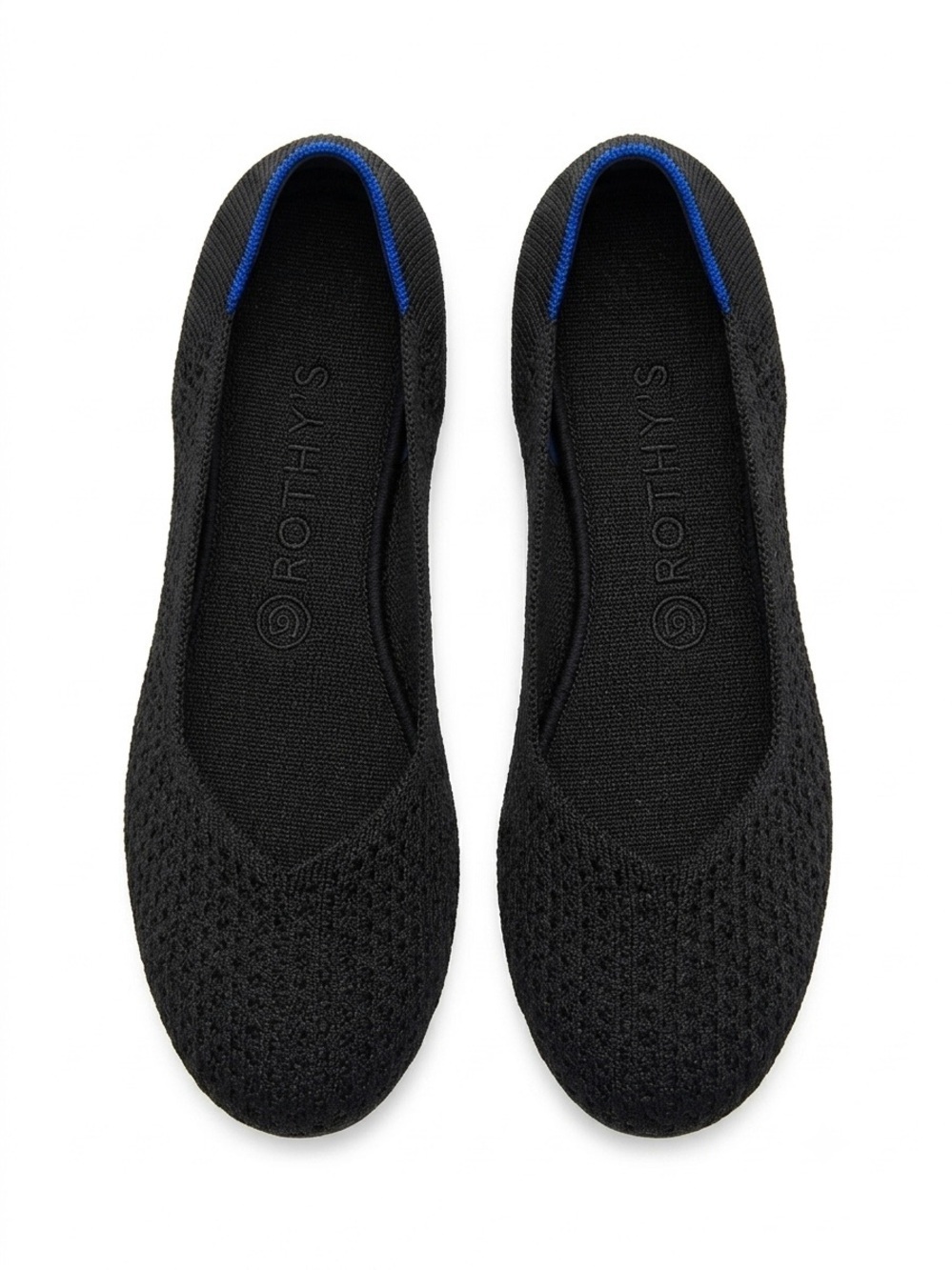 Rothy's The Flat Solid Black Knit Round Toe Shoes Flats Size 10 Preppy Office